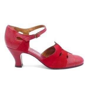 Remix Trieste Red Combo Retro 1920s Vintage Swing Dance Heels Sandals Pumps 7.5